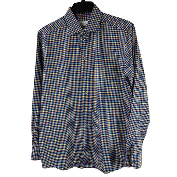 ETON Contemporary Checkered Plaid Button Shirt Multicolor Sweeden Size 42 - 16.5 - Picture 3 of 9